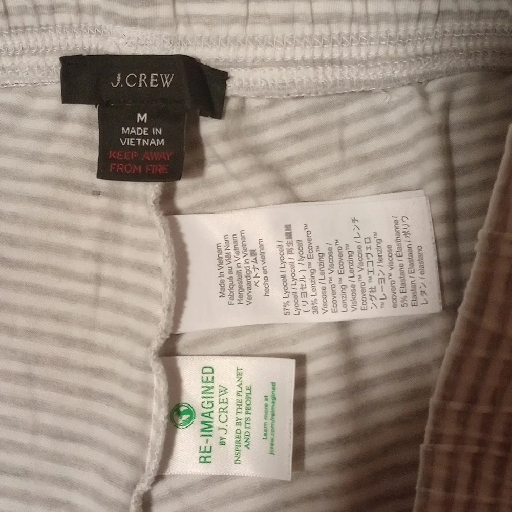 J. Crew Striped White Jogger PJ Pants - M - Picture 2 of 2